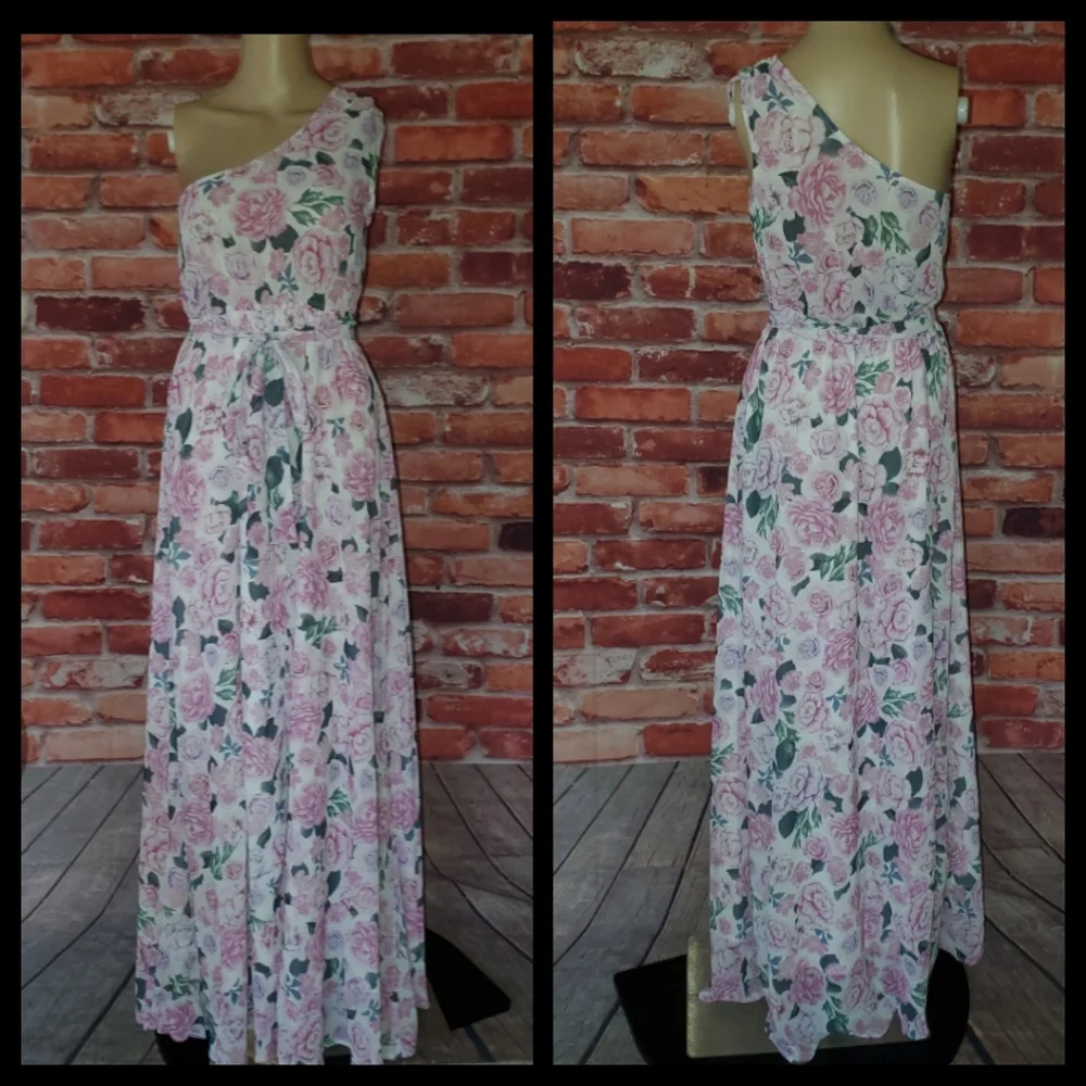Purple Floral One Shoulder Maxi Dress Size 2 & 12 NWOT - Picture 7 of 7